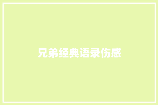 兄弟经典语录伤感