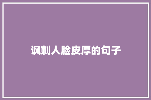 讽刺人脸皮厚的句子