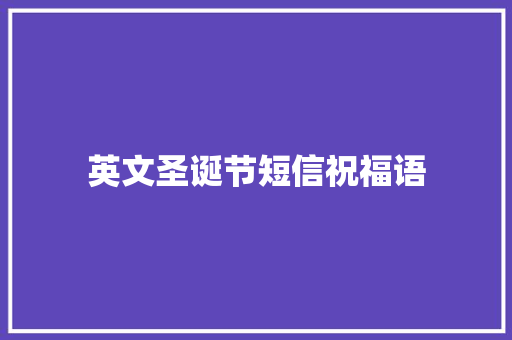 英文圣诞节短信祝福语