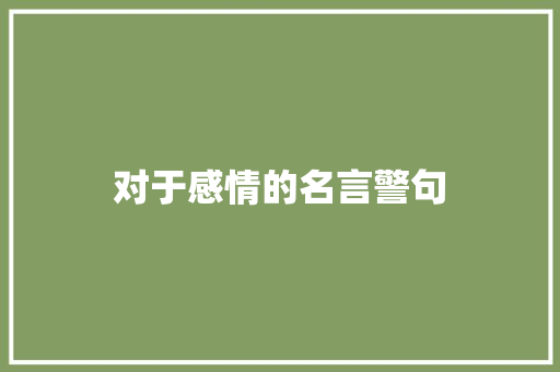 对于感情的名言警句