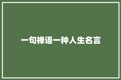 一句禅语一种人生名言