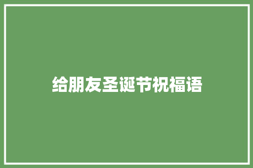 给朋友圣诞节祝福语