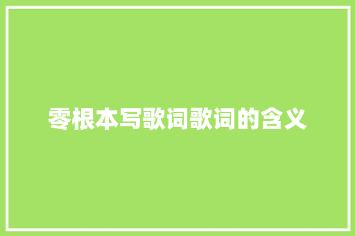 零根本写歌词歌词的含义 休闲娱乐