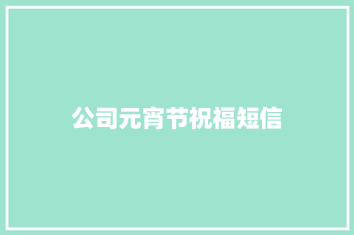 公司元宵节祝福短信