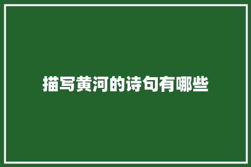 描写黄河的诗句有哪些