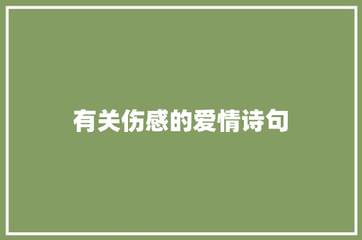 有关伤感的爱情诗句
