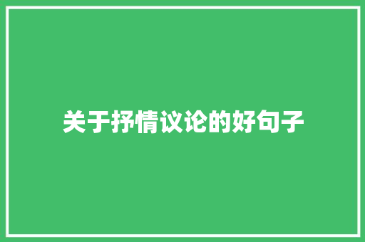 关于抒情议论的好句子