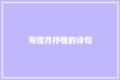 写借月抒情的诗句
