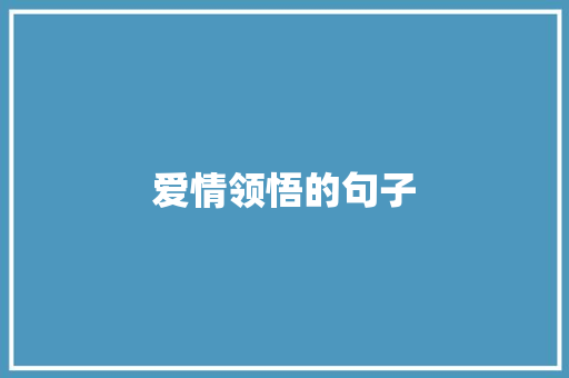 爱情领悟的句子