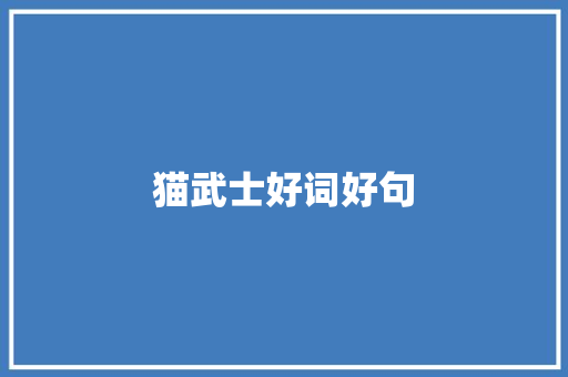 猫武士好词好句