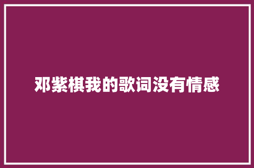 邓紫棋我的歌词没有情感