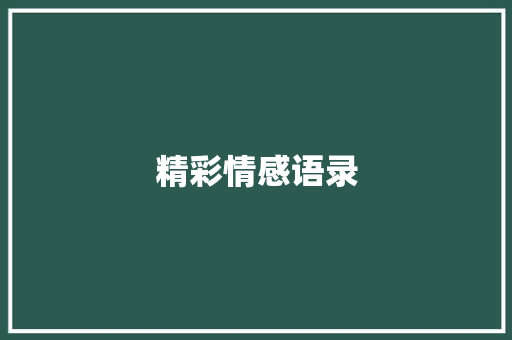 精彩情感语录
