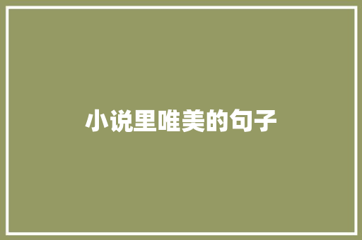 小说里唯美的句子
