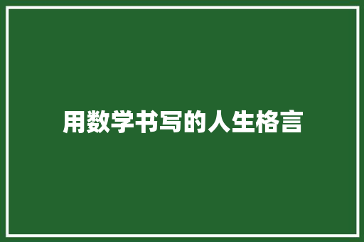 用数学书写的人生格言