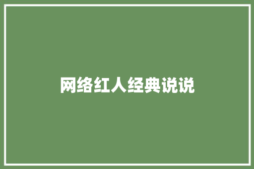 网络红人经典说说