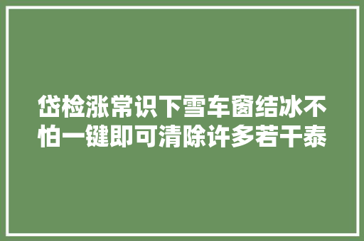 岱检涨常识下雪车窗结冰不怕一键即可清除许多若干泰安司机还不知道你车上也有