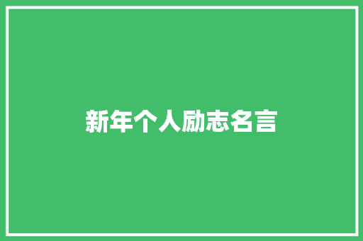 新年个人励志名言