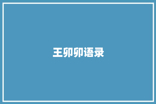 王卯卯语录