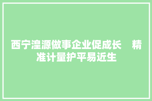 西宁湟源做事企业促成长　精准计量护平易近生