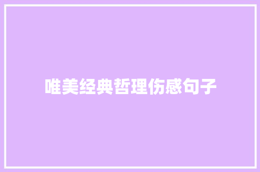 唯美经典哲理伤感句子