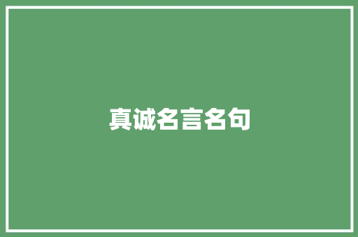 真诚名言名句