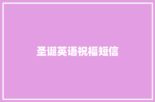 圣诞英语祝福短信
