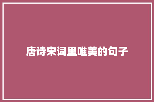唐诗宋词里唯美的句子