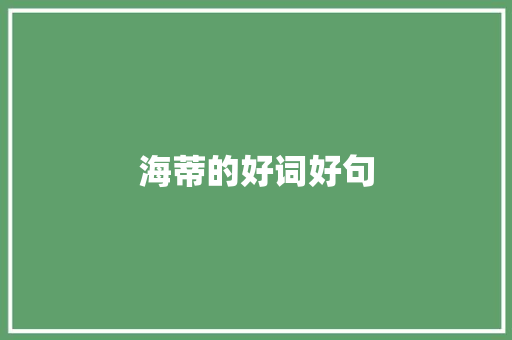 海蒂的好词好句