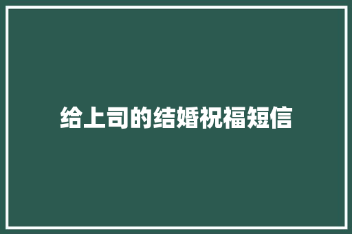 给上司的结婚祝福短信