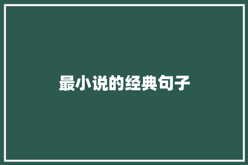 最小说的经典句子