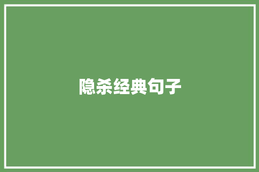 隐杀经典句子