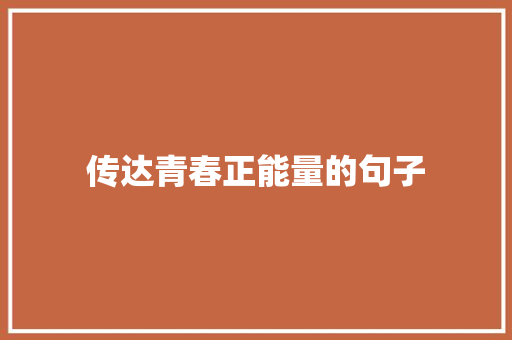 传达青春正能量的句子