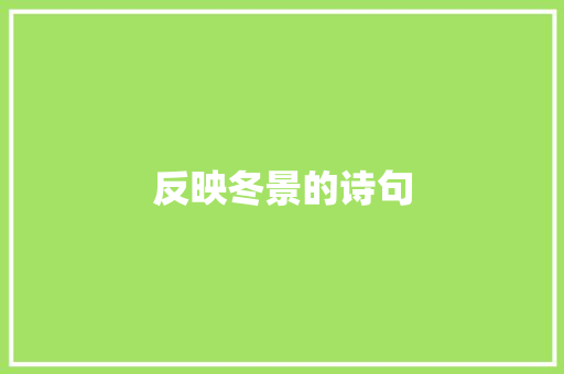 反映冬景的诗句
