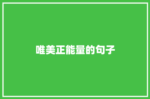 唯美正能量的句子