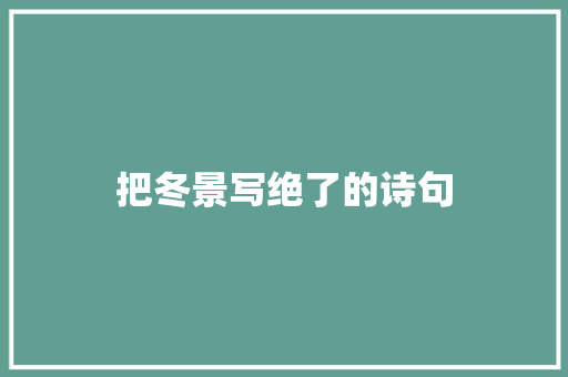 把冬景写绝了的诗句