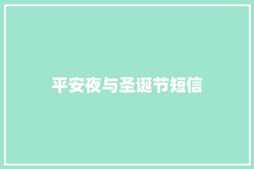 平安夜与圣诞节短信