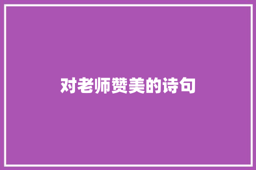 对老师赞美的诗句