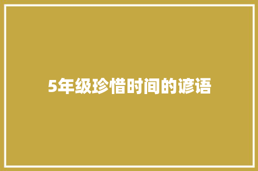 5年级珍惜时间的谚语
