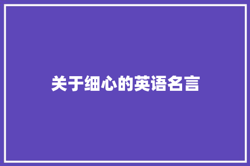 关于细心的英语名言