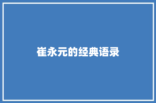 崔永元的经典语录