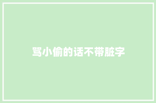 骂小偷的话不带脏字