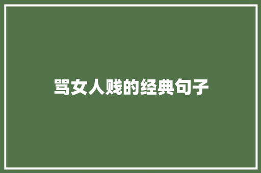 骂女人贱的经典句子