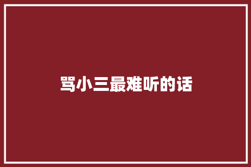 骂小三最难听的话