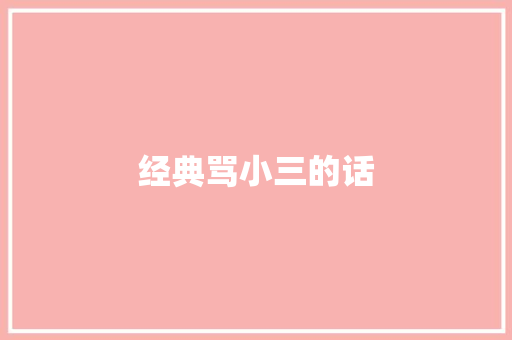 经典骂小三的话