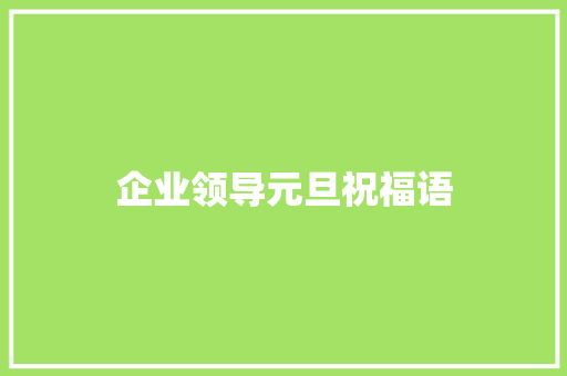 企业领导元旦祝福语