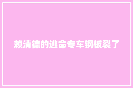 赖清德的逃命专车钢板裂了