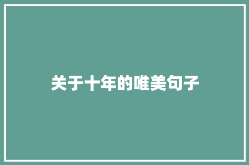 关于十年的唯美句子