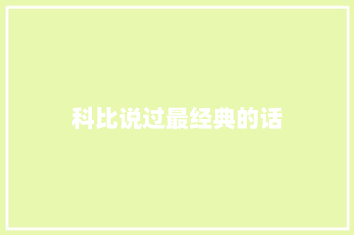 科比说过最经典的话