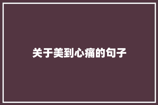 关于美到心痛的句子