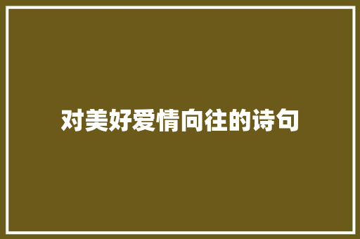 对美好爱情向往的诗句
